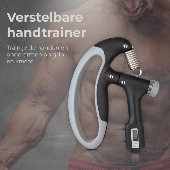 Verstellbarer Handtrainer - 10 bis 100 KG - Digitaler Zähler - Hand Squeeze Fitness - Finger / Unterarm - Grip Trainer - Schwarz