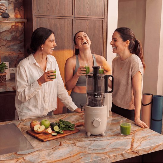 Safecourt Kitchen Slow Juicer - leistungsstarker Motor [Vorschneider & Kaltpress-Technologie] - einfache Reinigung - BPA-frei - Entsafter Beige