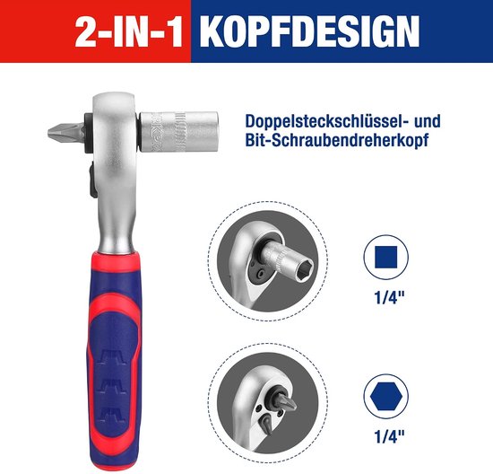 42-teiliges Steckschlüssel- und Bitset mit Ratsche und Magnethalterung