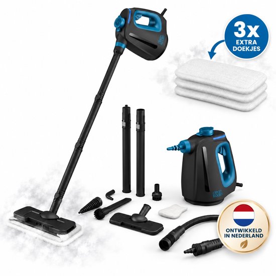 CleanKoala 2-in-1-Dampfreiniger – 15 Sekunden Aufheizzeit – 30 Minuten Dampfreinigung – inkl. 12 Zubehörteile und 3 zusätzliche Tücher