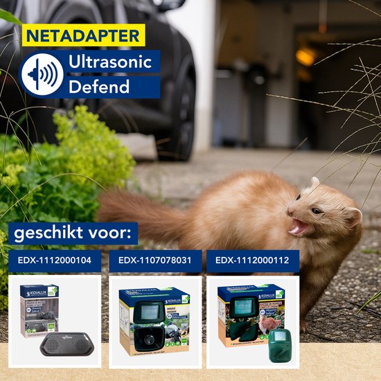 Edialux Netzteil 230 V, Stromversorgung für Ultraschall-Tiervertreiber, 1 m Kabel + 10 m Verlängerungskabel, geeignet für Katzen-, Hunde- und Vogelvertreiber, Plug-and-Play