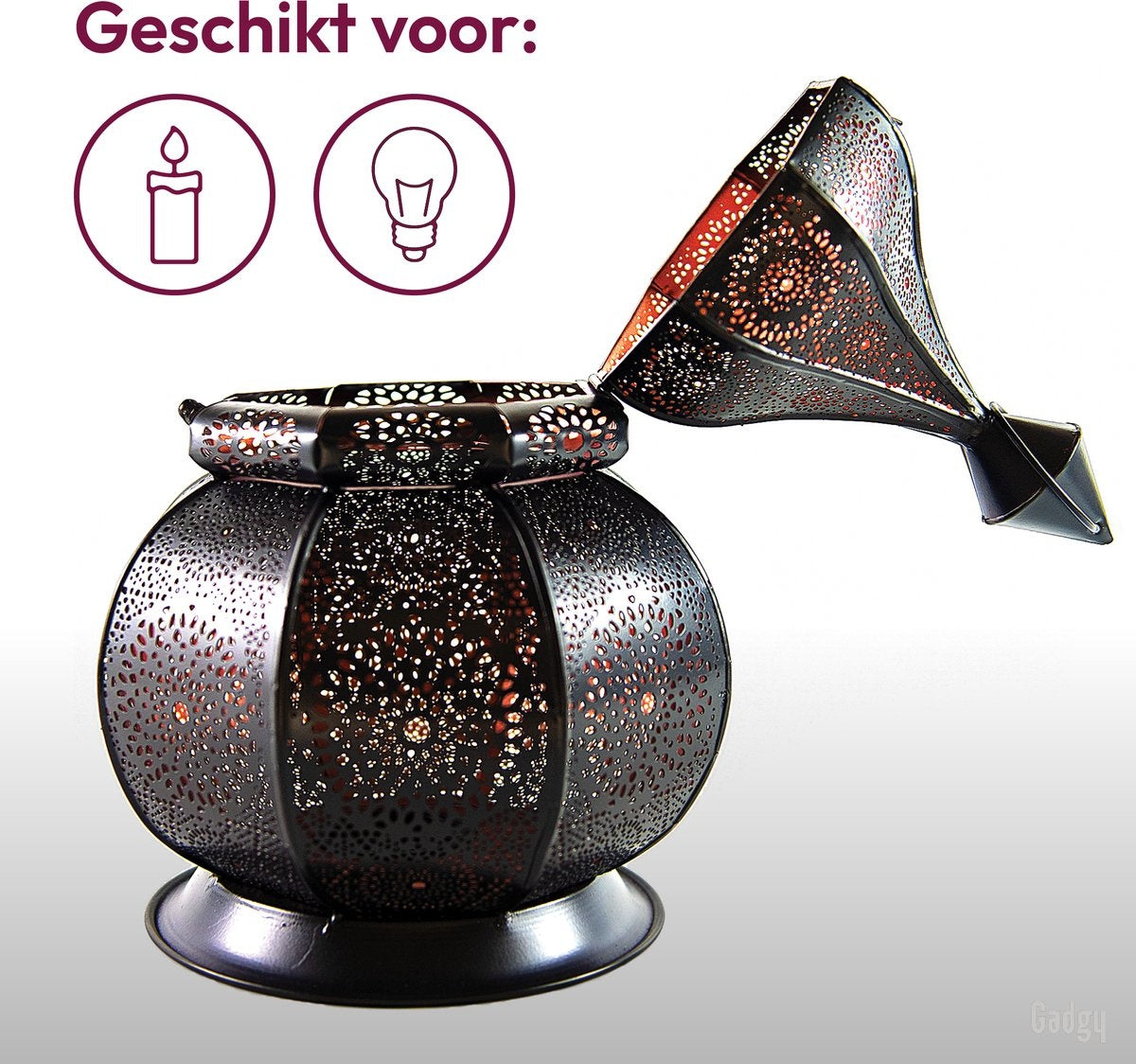 Gadgy Orientalische Laterne - Arabisches Windlicht - Teelichthalter - Teelichthalter - 36 cm - Metall