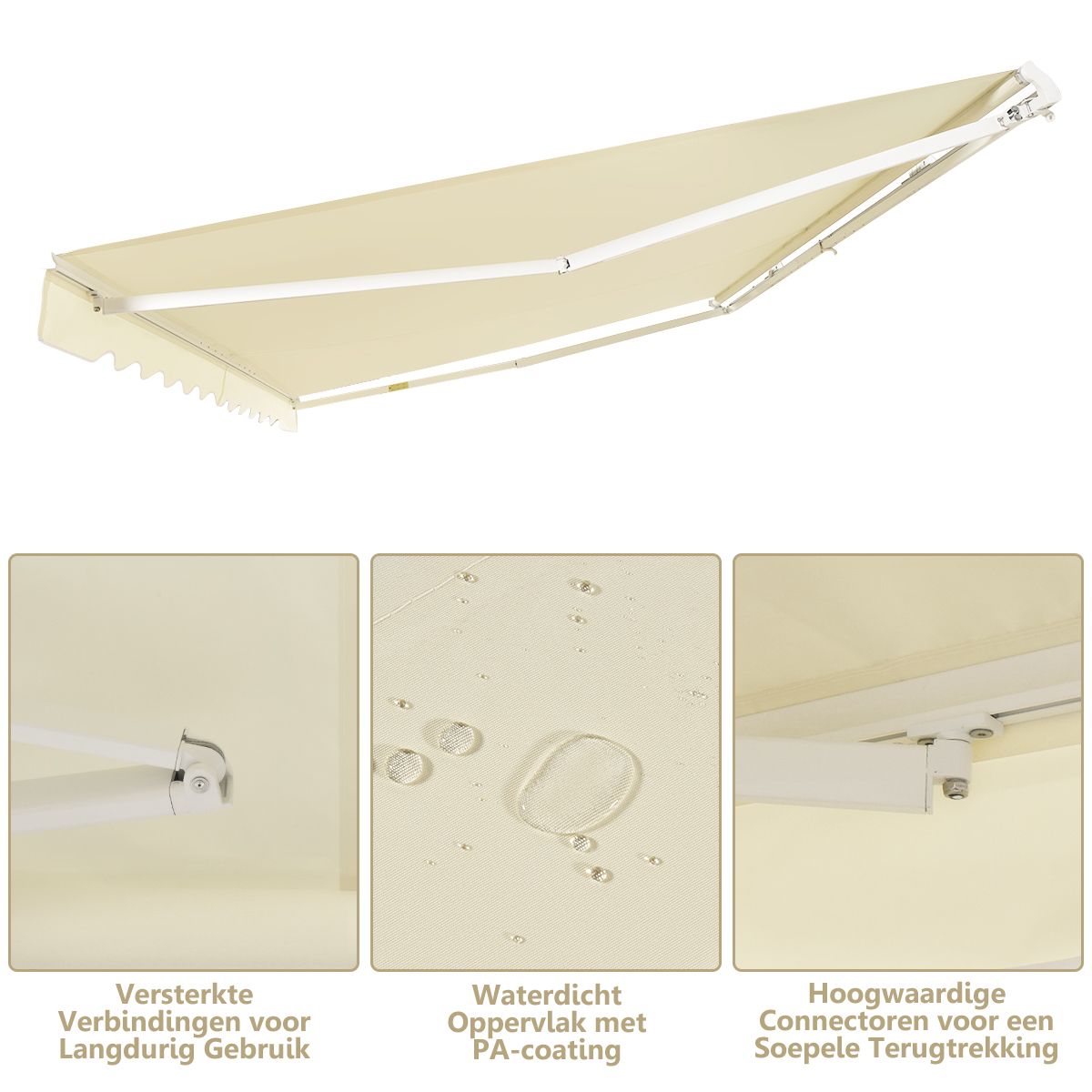 Coast Sonnenschirm für die Terrasse, ausziehbar mit Kurbel – 3 x 2,5 m – Beige