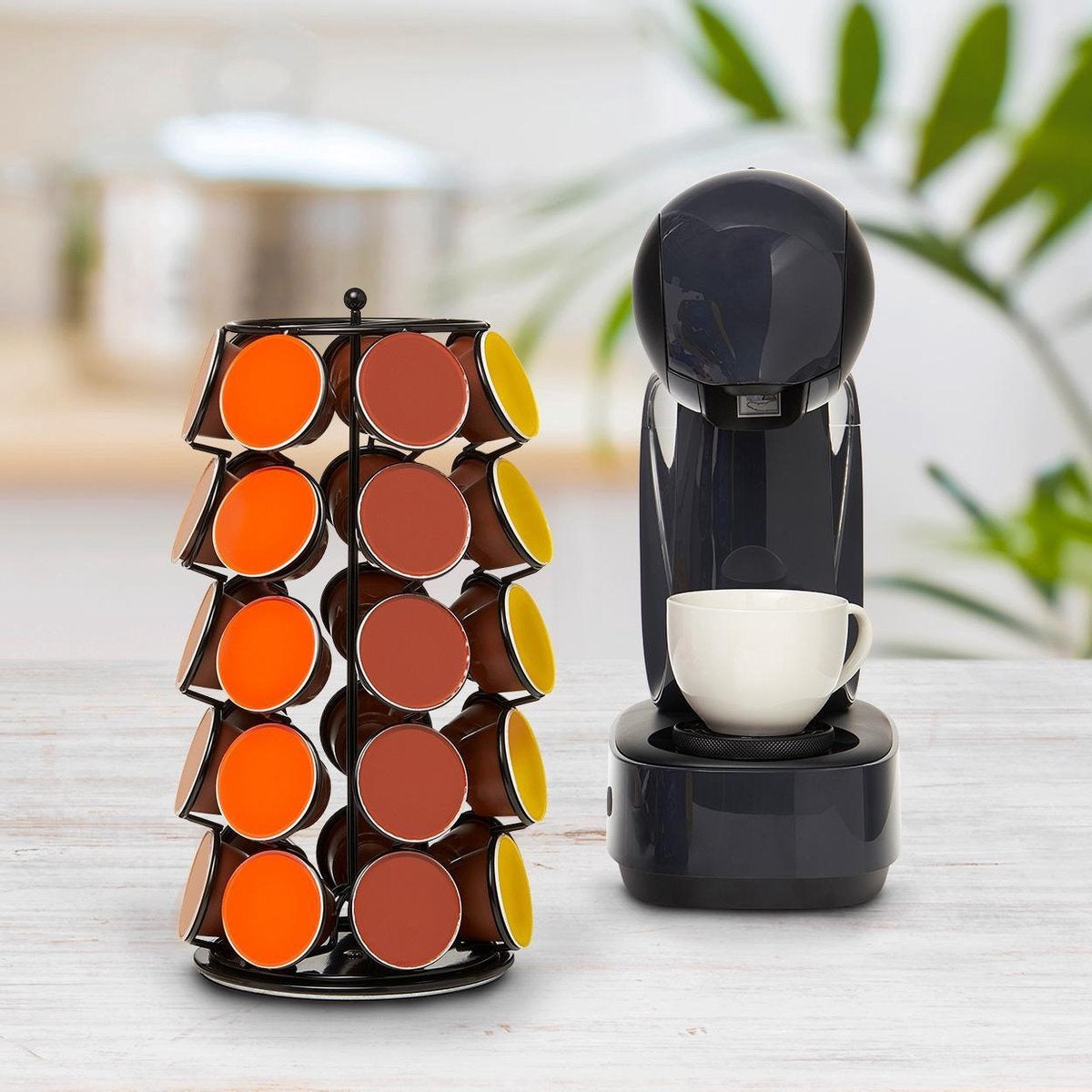 KitchenBrothers Kapselhalter - Dolce Gusto - 35 Kapseln - Schwenkbar - Schwarz