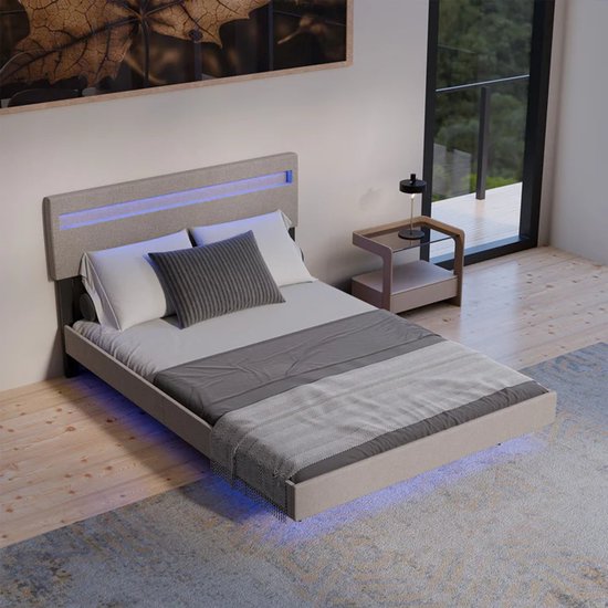 Hängebett Lissabon - 140x200cm - Kunstleder - Inkl. LED - Beige