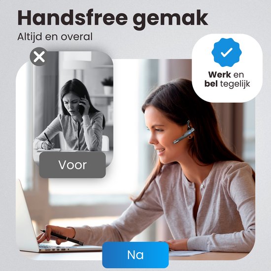 Otiume Wireless Headset mit Mikrofon - Geräuschunterdrückung - Freisprecheinrichtung - Funktioniert als Bluetooth Headset für jedes Gerät