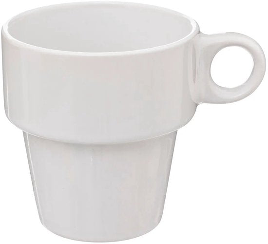 Secret de Gourmet Kaffeetassen/Becher Colorama – 6 Stück im Metallständer – Keramik – glänzende Oberfläche – 260 ml – 8 x 9 cm