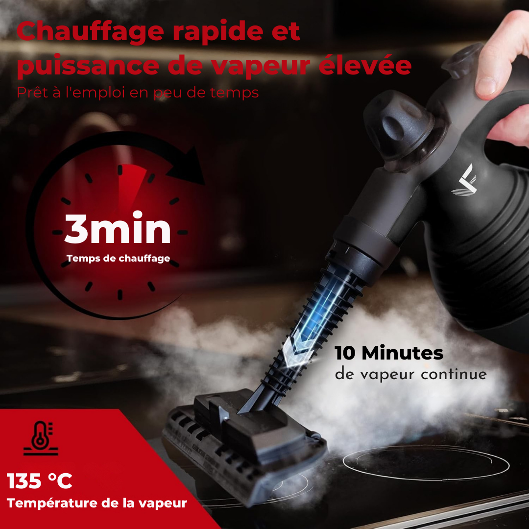 Neighbour's Friend Manueller Dampfreiniger - Dampfregulierung - Inklusive Zubehör - 350ml Tank - Schwarz