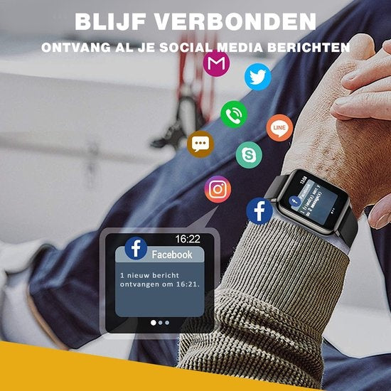Zoluko Smartwatch für Männer & Frauen - Sportuhr mit Fitness-Tracker - Schrittzähler Uhr - Fitness Uhr - Smartwatch Android - Smartwatch iOS - Schwarz