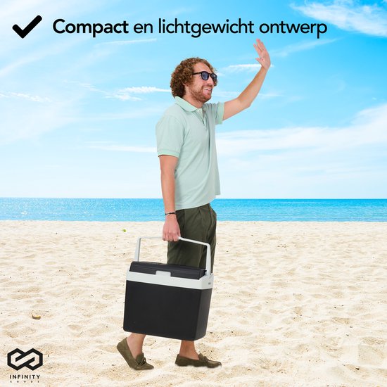 Infinity Goods Elektrische Kühlbox - 25L - Kühlbox - 12V und 230V - Kühlbox - Kühlen und Heizen - Schwarz