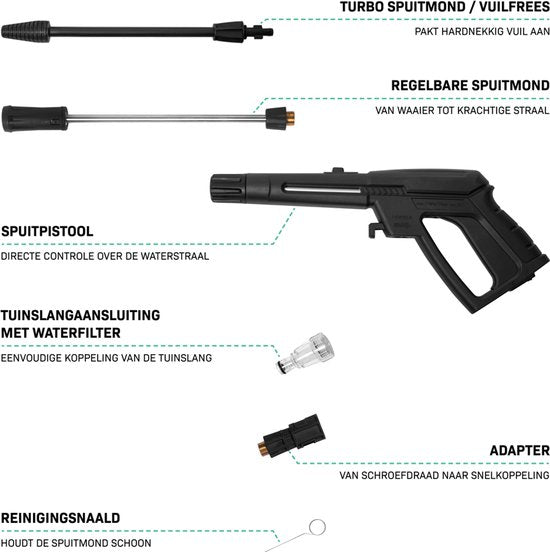 VONROC Hochdruckreiniger V24-1 - 2400W - 180 bar - Inkl. 10m Premium-Schlauch und Zubehör