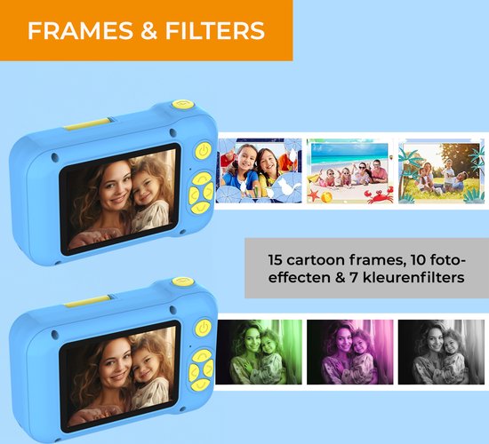 Denver Kinderkamera Full HD - Flip-Objektiv für Selfies - 40MP - Digitalkamera Kinder - Foto und Video - Spiele - KCA1351 - Blau