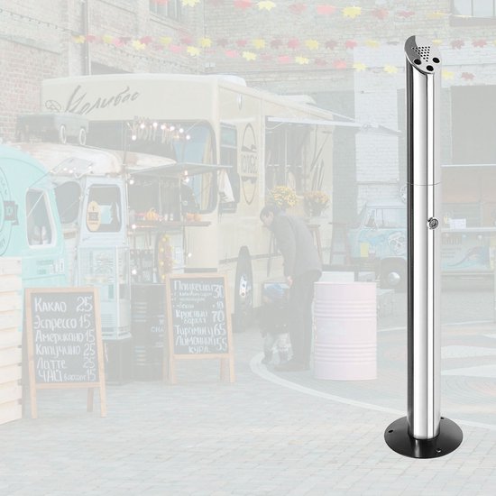 BRASQ Edelstahl Aschenbecher Upright mit 2 Liter Fassungsvermögen Raucherstange Rauchsäule - 21x21x92 cm - Upright Aschenbecher für den Innen- und Außenbereich