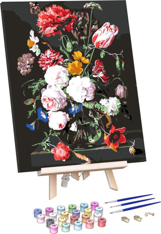 Rubye Malen nach Zahlen für Erwachsene Blumen in der Vase Mit Rahmen, Staffelei und Pinseln Leinwand - 40x50cm