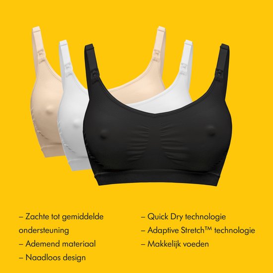Medela Keep Cool BH – Nahtloser Still-BH – Schwangerschafts-BH mit 2 atmungsaktiven Zonen – Soft-Touch-Material – Weiß – Größe XL