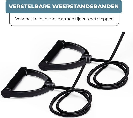 Umbro Stepper Fitness - Heimtrainer - Stepper mit Widerstandsbändern - Elektrische Anzeige - Schwarz/Weiß