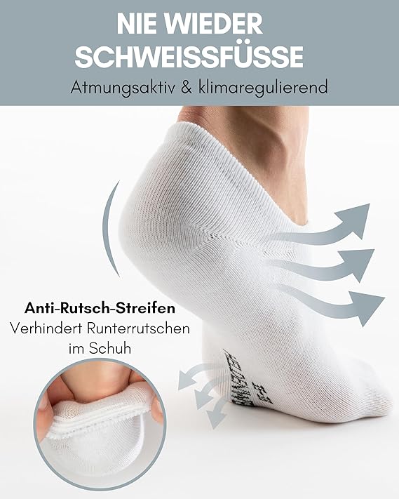 Heroism 10 Paar Söckchen für Männer und Frauen - Unsichtbare Trainersocken, atmungsaktiv und bequem - Größe 43-46