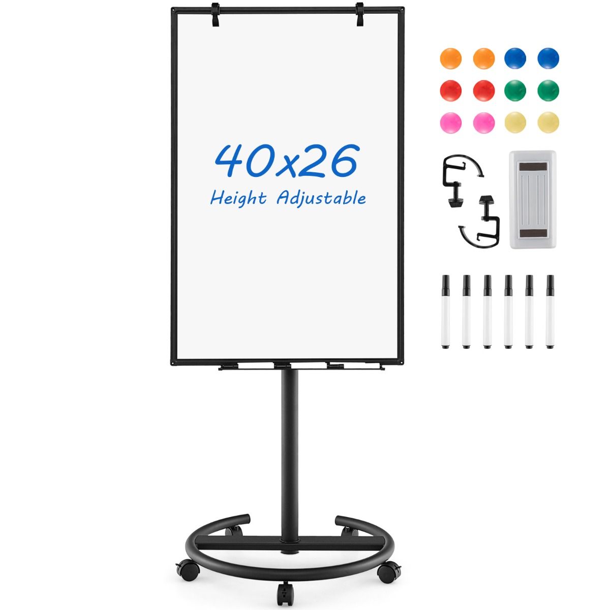 Coast Magnetisches Whiteboard - Inklusive Zubehör - Mobil - 100 x 65 cm - Schwarz