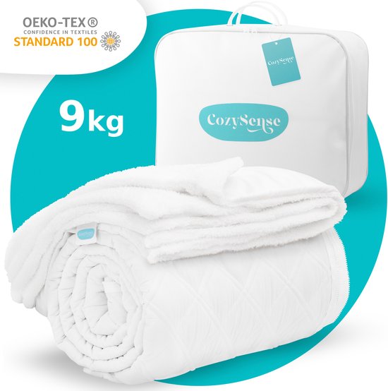 CozySense® Weighted Blanket 9 kg - Gewichtsdecke - Gewichtsdecke mit GLASS-Flow® Druckverteilung - Inklusive waschbarem Bezug - 140x200 cm - Weiß