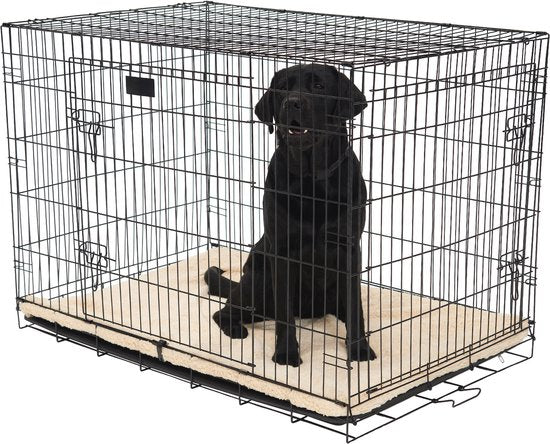 Brixy Hundebank - Sitzbank für Hunde - Größe L - faltbar - 91 x 58 x 65 CM - 2 Türen - Schwarz