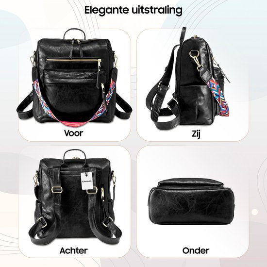 Glennoo Rucksack - Rucksack Damen - Wasserdicht - Klein - Anti-Diebstahl-Fach - Rücken, Schulter, Handtasche in einem - weiches PU-Leder