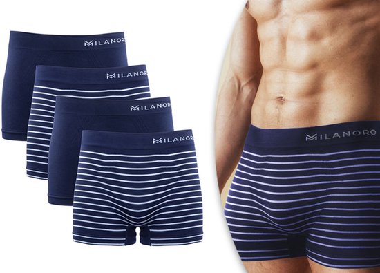 Milanoro - 4 nahtlose Boxershorts - Schwarz/Schwarz gestreift - L