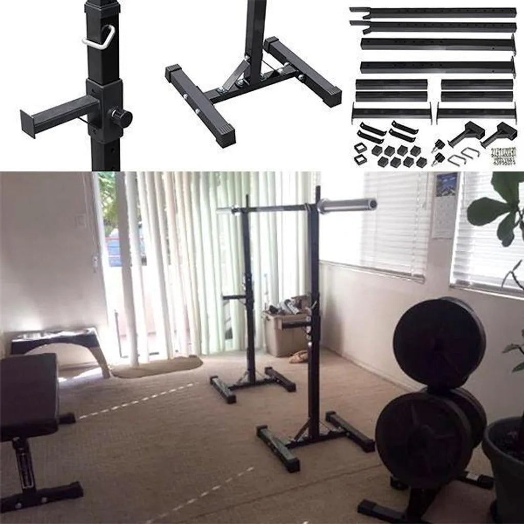 Yaheetech Halter Stand Set - Verstellbares Squat Rack - Fitness Rack für Krafttraining - 54.5 x 50.5 x 114-179 cm - Schwarz