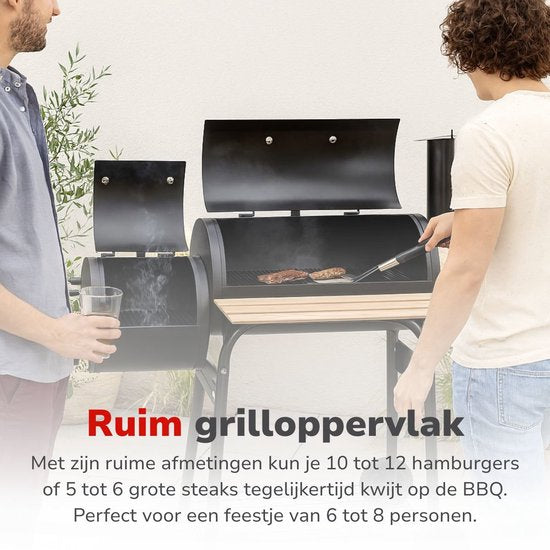 alpina Smoker Barbecue - BBQ Smoker - mit separatem Räucherofen - Verstellbarer Kamin - 104 x 58 x 114 cm