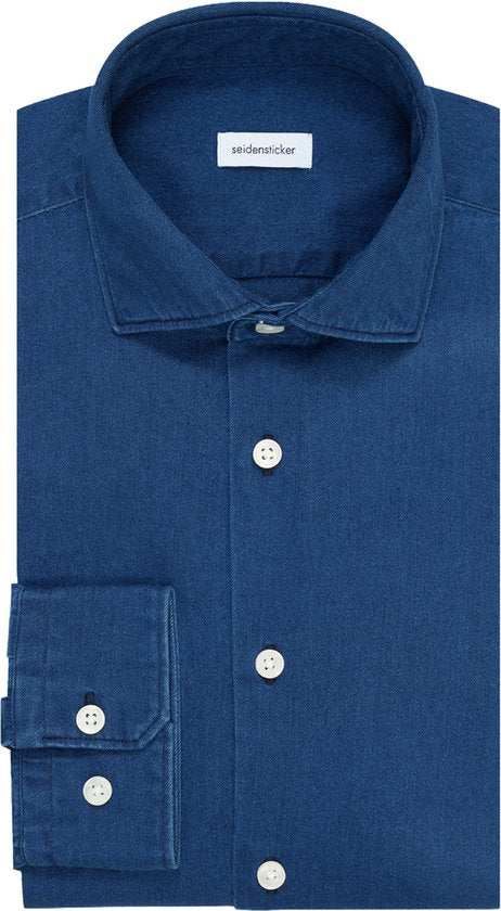 Seidensticker regular fit Hemd - Twill - blau - bügelfrei - Cord Größe: 42