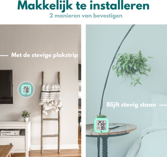 Ease Electronicz Hygrometer - Wetterstation - Luftfeuchtigkeitsmesser - Thermometer für Innenräume - inkl. Batterie und Klebestreifen