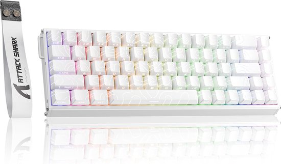 ATTACK SHARK X68MAX HE – Kabelgebundene Gaming-Tastatur mit Magnetschalter – CNC-gefrästes Aluminium – 68 Tasten – RGB – PBT-Tasten mit seitlicher Beschriftung – Dekorative Tastenkabel – 8 kHz – 0,005 mm RT – 0,08 ms – Weiße Umrandung