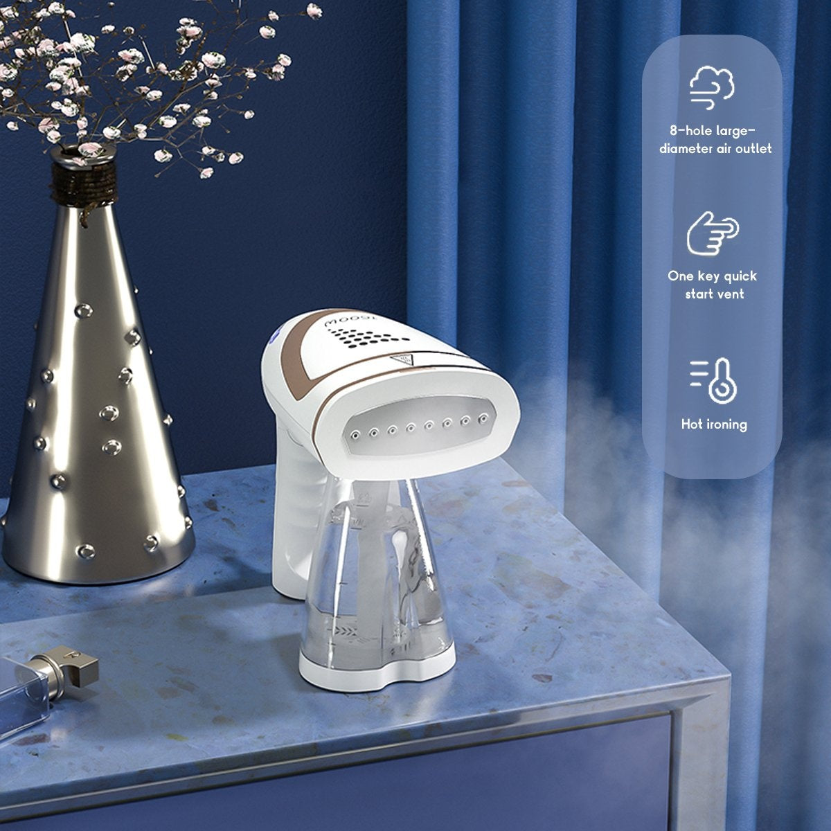 Fuegobird Wäschedampfer und -reiniger - Kleiner tragbarer Wäschedampfer für zu Hause und auf Reisen - Unterstützt die Wasserversorgung für Wasserflaschen mit großem Fassungsvermögen - Kleidungsstück/Textil/Stoff Wäschedampfer