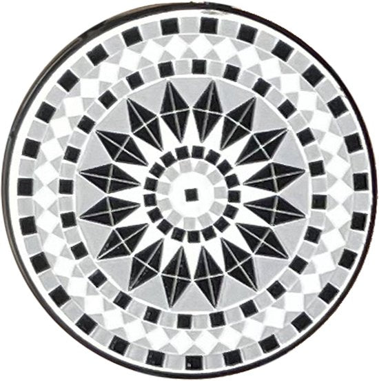 AXI Amélie Bistro-Stühle – Zusammenklappbar – Schwarz/Weiß – Zusammenklappbare Gartenstühle aus Metall – Hohe Rückenlehne – 2er-Set – Mosaik-Optik – Mit Keramikfliesen eingelegt – 150 kg Tragkraft – Garten, Terrasse oder Balkon