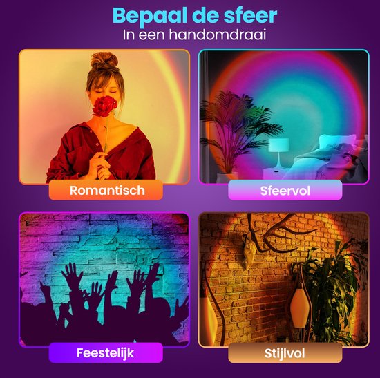 Mobstore Sunset Projektor - 16 Farb-LED - 360° drehbar - Ø7 x 27 cm - Inkl. Fernbedienung - Schwarz