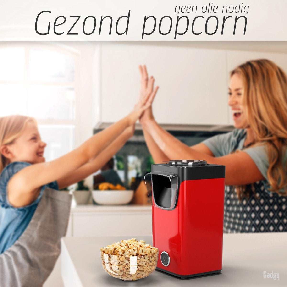 Gadgy Popcornmaschine - Heißluft-Popcorn-Maschine - 1100 Watt - mit Messlöffel - Kinderparty