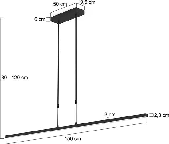 Steinhauer Pendelleuchte Bande - schwarz - Metall - 3320ZW
