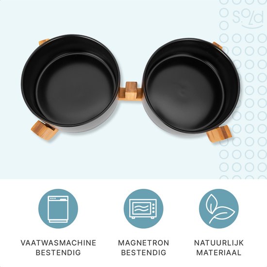 S.old Futternapf und Trinknapf - Mit Ständer - 2x 800 ml - Größe M - Schwarz