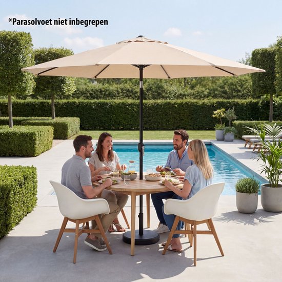 Tristar Stabsonnenschirm – 300 cm, rund – Garten & Balkon – neigbar – inkl. Schutzhülle – PA-7904 – Beige