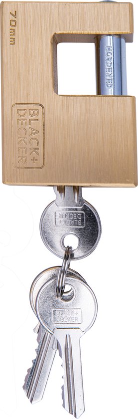 BLACK+DECKER Vorhängeschloss - 70mm - Inkl. 3 Schlüssel - Massivmessing
