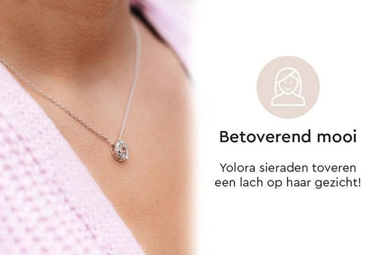 Yolora Damenhalskette mit rundem Anhänger - Kalpa Camaka Kristall - Silber - 18K Weißgold vergoldet - Damenhalskette Silber - Schmuck - Luxuriöse Geschenkverpackung Geschenkbox - Exklusive Geschenkbox - Schöne Geschenkverpackung
