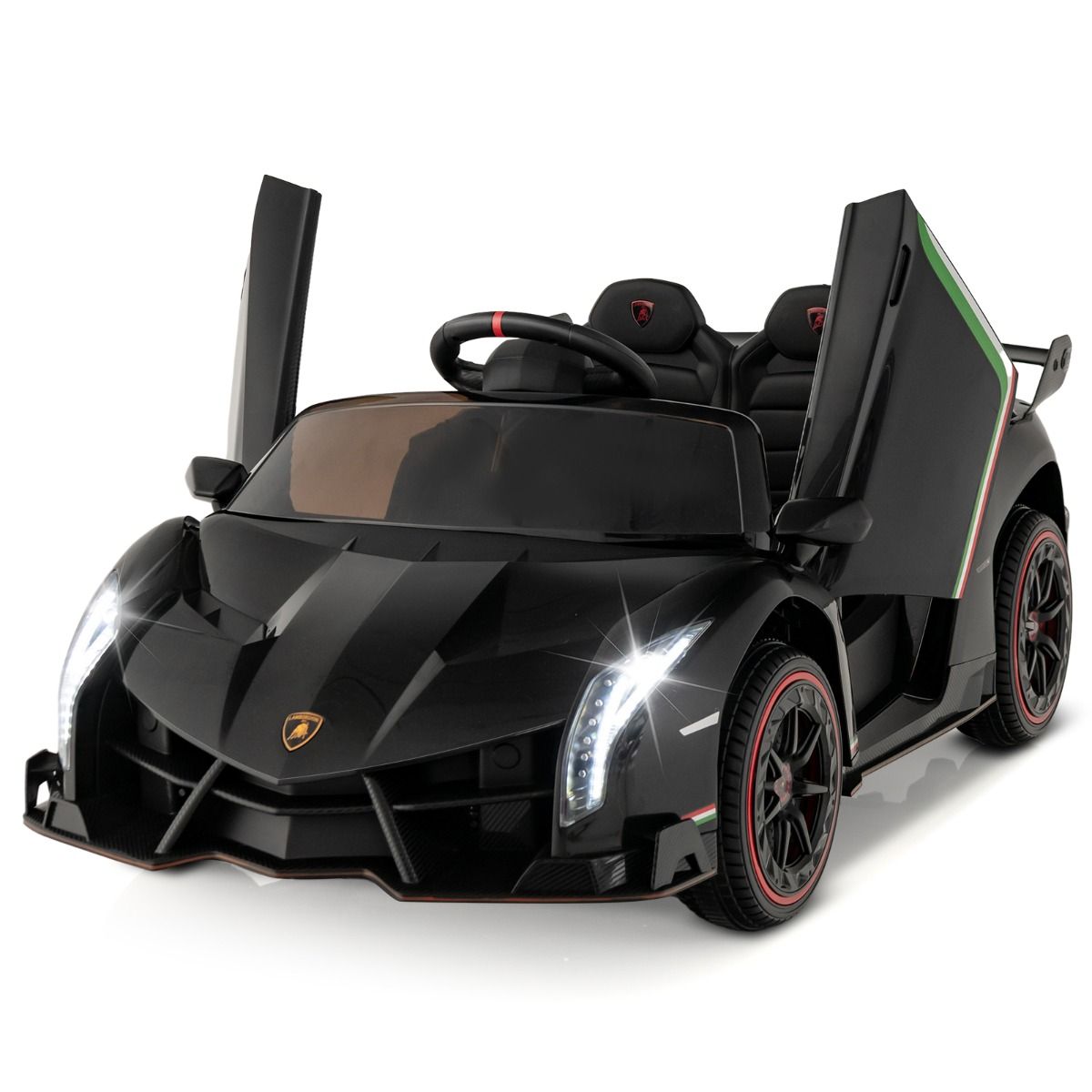Coast Lamborghini lizenziertes Elektroauto - 12V Batterie - Fernsteuerung - 3 Geschwindigkeiten - hydraulische Türen - Schwarz