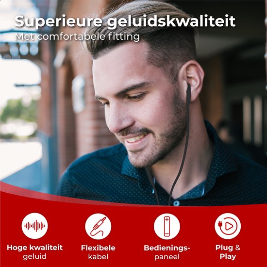 Nuvance - Ohrhörer mit Kabel - 3,5-mm-Klinkenanschluss - Ohrhörer mit Kabel - In-Ear-Kopfhörer mit Kabel und Mikrofon - Schwarz