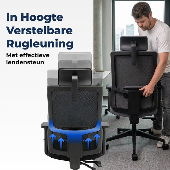 Backerz Ergonomischer Bürostuhl – Bürostühle für Erwachsene bis 160 kg – Stoff-Bürostuhl – NEN-EN1335