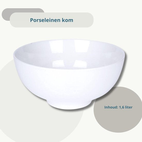 Schale aus weißem Porzellan, 20 cm, 1,6 l – Obstschale – Servierplatte – kleine Schale
