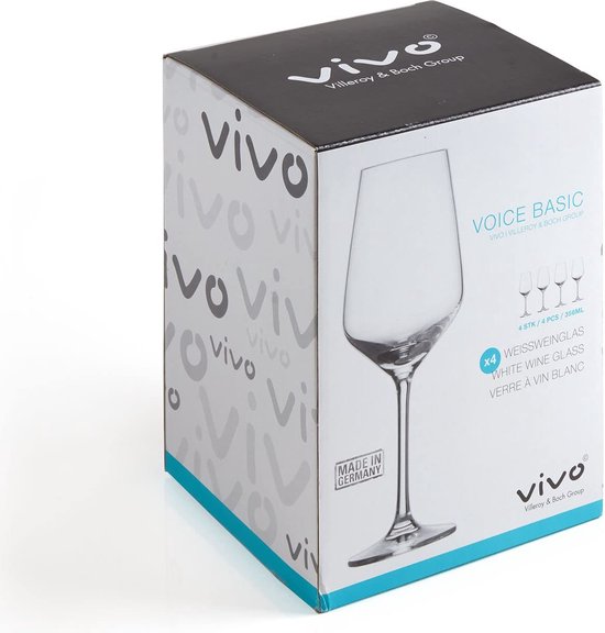 like. by Villeroy & Boch Group - Voice Basic, Weißweinglas-Set, 4-teilig, 356 ml, Kristallglas