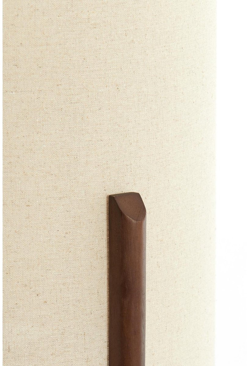 Light & Living Tischleuchte Litto - Holz dunkelbraun - Lampenschirm aus cremefarbenem Stoff Ø35cm