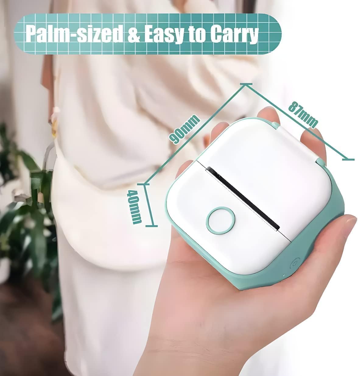 Gienslru Mini Pocket Printer – Tragbarer Bluetooth-Thermodrucker für Fotos – Tintensparend – 3,8 x 8,6 x 8,9 cm – Grün
