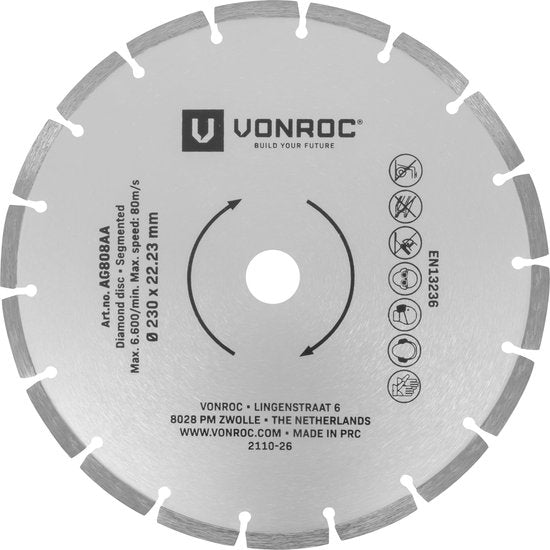 VONROC Diamantscheiben - Ø230mm - 2 Stück für Stein - Universal