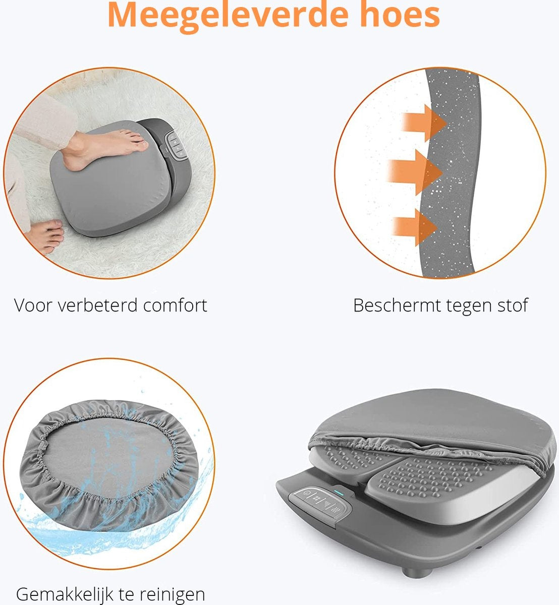 Lifeproducts Fußmassagegerät - mit Wärme-/ Vibrationsfunktion für Blutzikulation - Grau