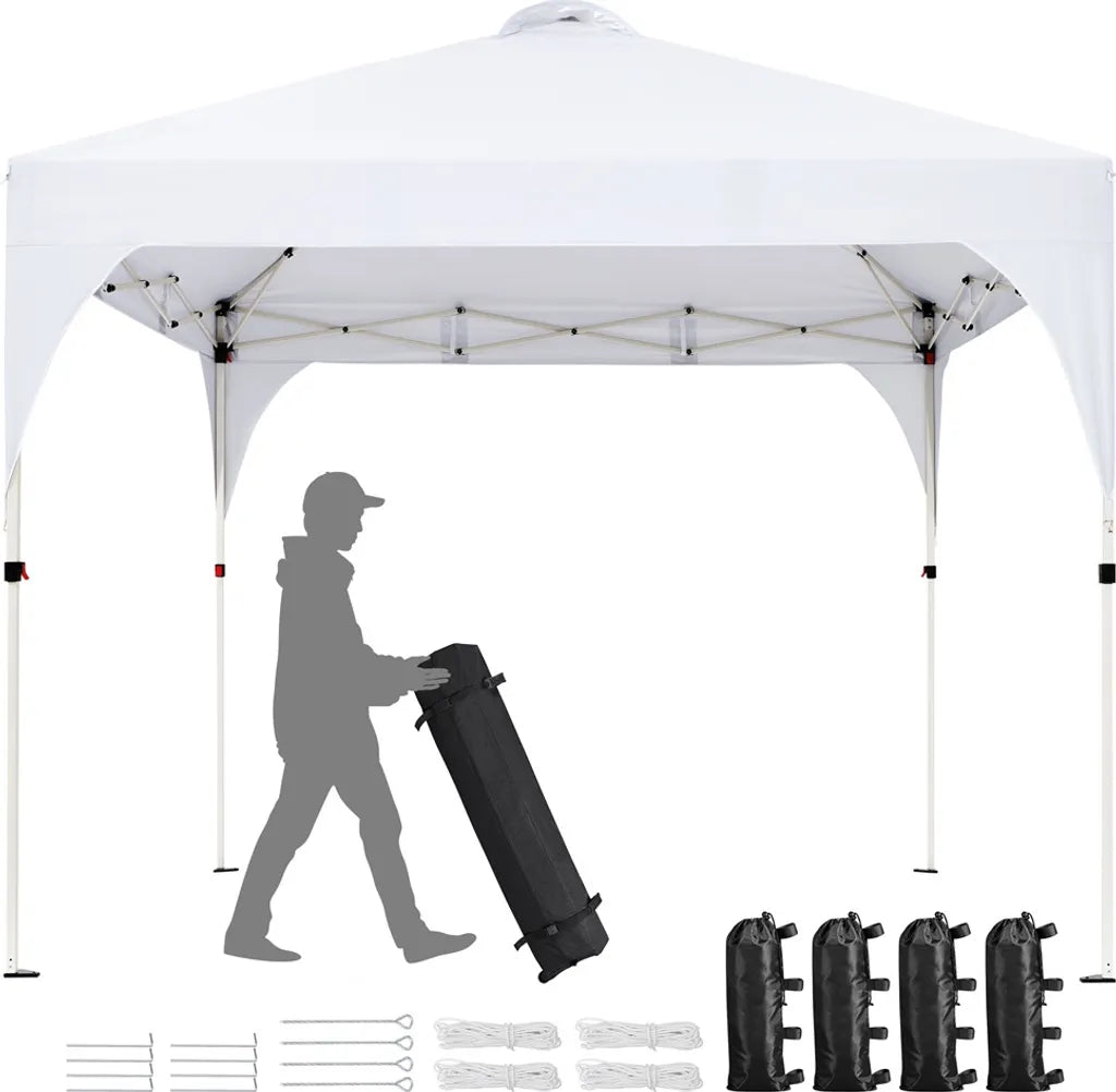 Yaheetech Faltbares Partyzelt 3 x 3 m – Weiß – Verstellbarer Pop-up-Pavillon mit Tragetasche